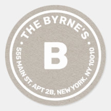 Vinheta redonda clássica de endereço monograma do