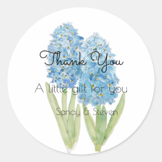 Adesivo vinheta redonda clássica de flor azul hyacinth