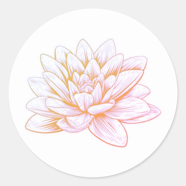 Adesivo Vinheta redonda clássica de Flor de Lotus Rosa Del (Frente)