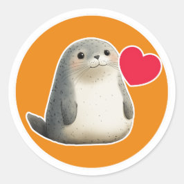 Adesivo Vinheta redonda clássica de foca branca