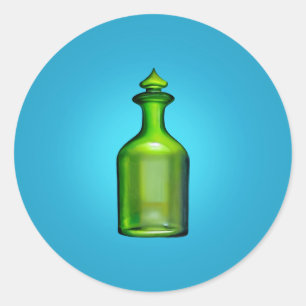 Adesivo Vinheta redonda clássica de garrafa verde
