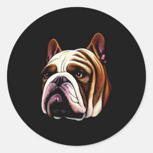 Adesivo Vinheta redonda clássica de ilustração do Bulldog