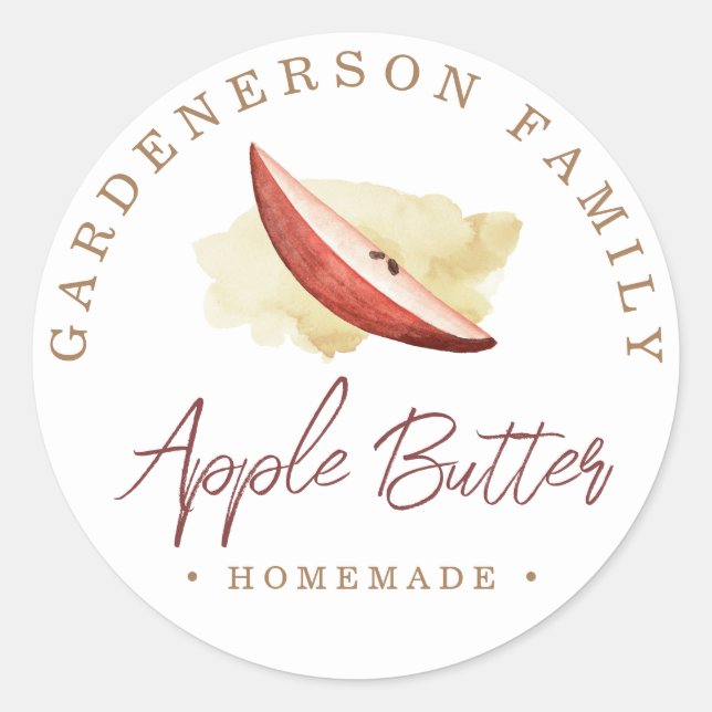 Adesivo Vinheta redonda clássica de Manteiga de Maçã de Aq (Frente)