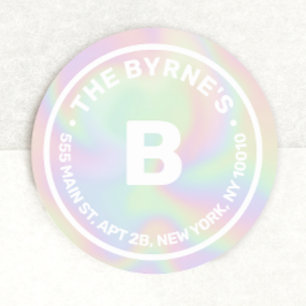 Adesivo Vinheta redonda clássica de monograma holográfic