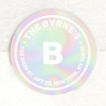 Vinheta redonda clássica de monograma holográfico