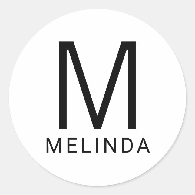 Adesivo Vinheta redonda clássica de monograma moderno (Frente)