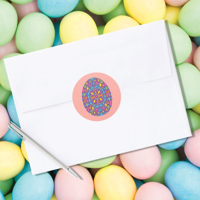 Adesivo Vinheta redonda clássica de ovos decorada com Pásc (Criador carregado)