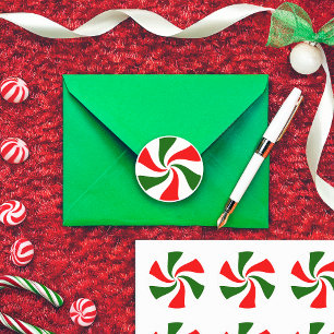 Adesivo Vinheta-redonda Clássica de Peppermint de Natal