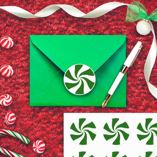 Adesivo Vinheta-redonda Clássica de Peppermint de Natal