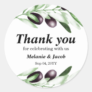 Adesivo Vinheta redonda clássica de ramo oleícola