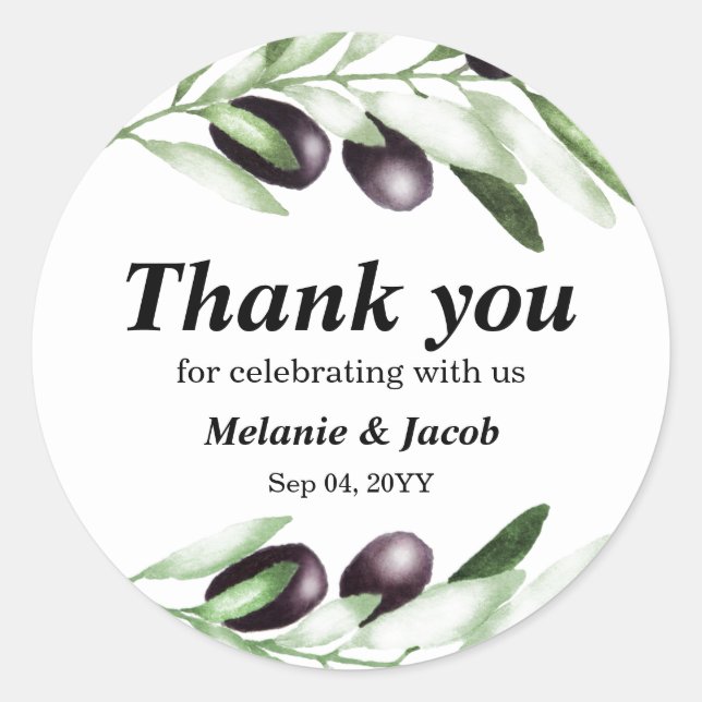 Adesivo Vinheta redonda clássica de ramo oleícola (Frente)