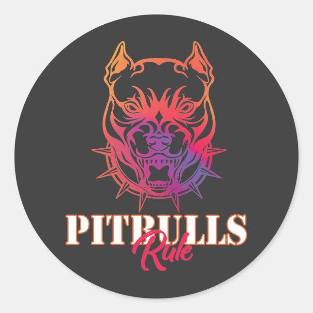 Adesivo Vinheta redonda clássica de regra Pitbulls (Frente)