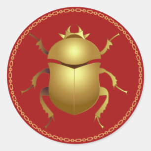 Adesivo Vinheta-redonda clássica de Scarab Dourada egípc