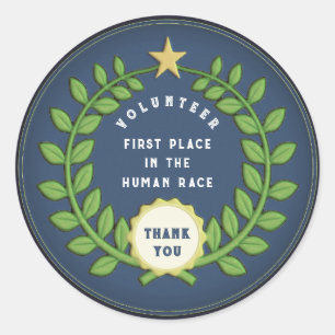 Adesivo Vinheta redonda clássica de valorização do voluntá