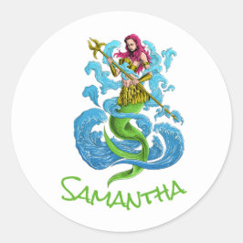Adesivo Vinheta redonda clássica do guerreiro de Mermaid P