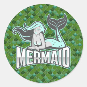 Adesivo Vinheta redonda clássica do guerreiro de Mermaid P