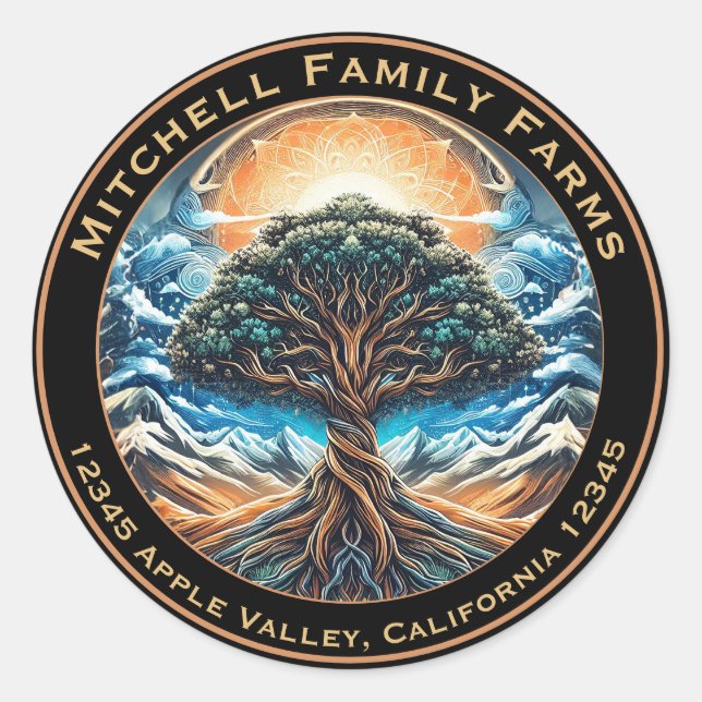 Adesivo Vinheta redonda clássica do logotipo comercial da  (Frente)