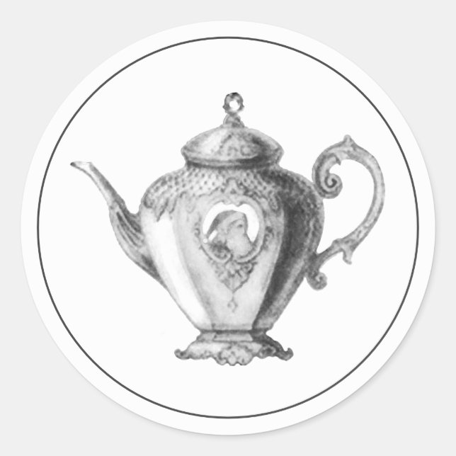 Adesivo Vinheta redonda clássica do Natal Holiday Tea Part (Frente)