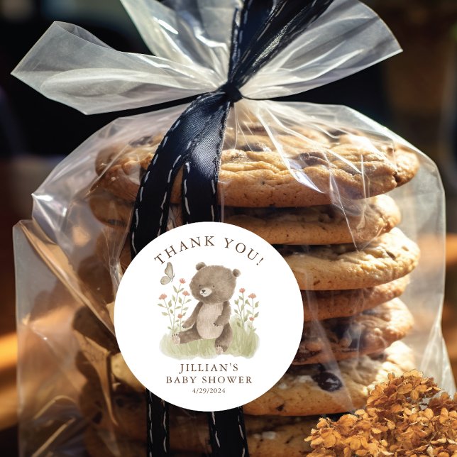 Adesivo Vinheta-redonda clássica do urso-maravilha Woodlan (Criador carregado)