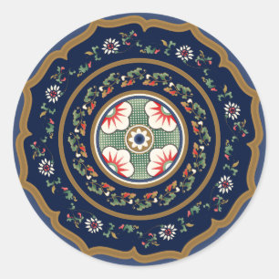 Adesivo Vinheta redonda clássica dos Padrões Mah Jongg