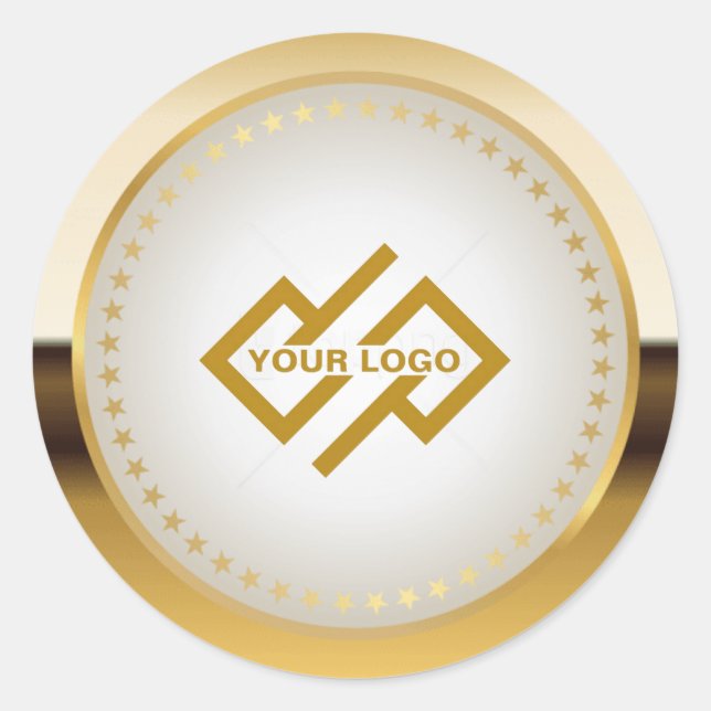 Adesivo Vinheta redonda clássica Dourada metálica (Frente)