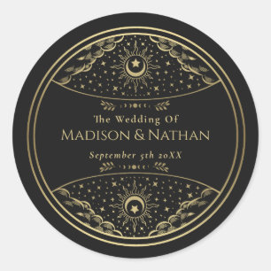 Adesivo Vinheta redonda clássica Elegante Tarot Wedding D