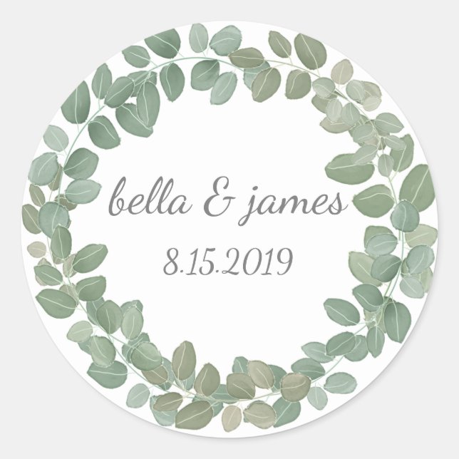 Adesivo Vinheta redonda clássica Eucalyptus Wreath (Frente)