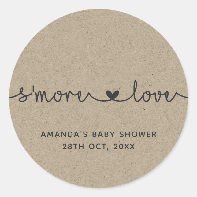 Adesivo Vinheta redonda clássica Faux Kraft S'more Love (Frente)