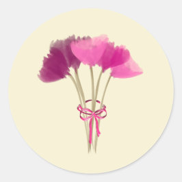Adesivo Vinheta redonda clássica Flores de Pênia Rosa-Rosa