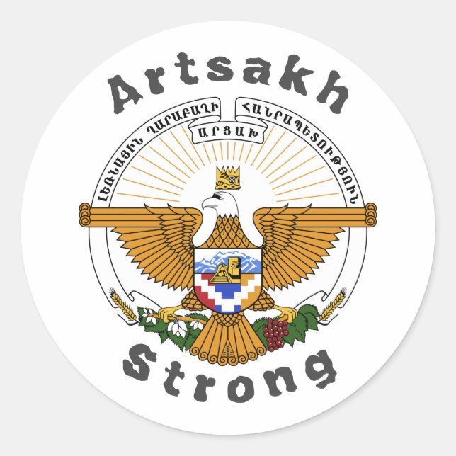 Adesivo Vinheta redonda clássica forte de Artsakh (Frente)