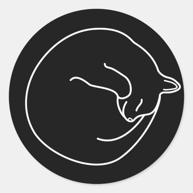 Adesivo Vinheta redonda clássica Gato preto dormente (Frente)