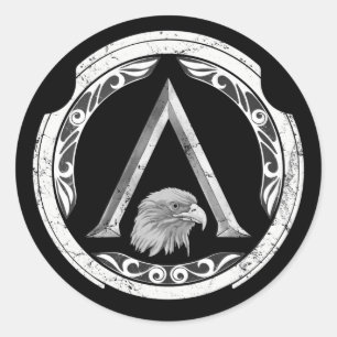 Adesivo Vinheta redonda clássica Grelha-espartana-esparta