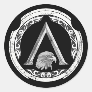 Adesivo Vinheta redonda clássica Grelha-espartana-espartan