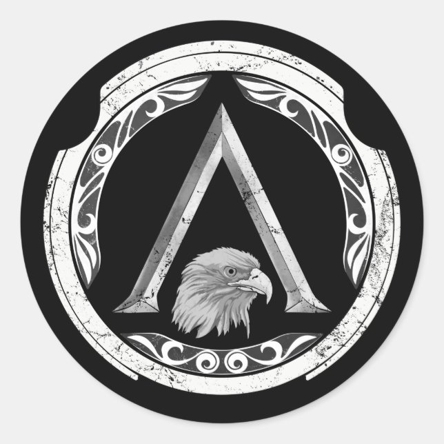 Adesivo Vinheta redonda clássica Grelha-espartana-espartan (Frente)