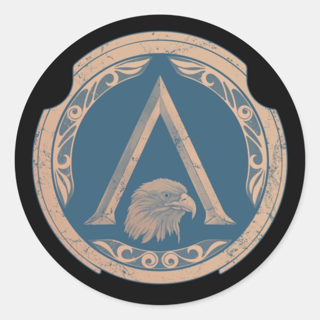 Adesivo Vinheta redonda clássica Grelha-espartana-espartan (Frente)