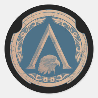 Adesivo Vinheta redonda clássica Grelha-espartana-espartan