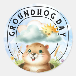 Adesivo Vinheta redonda clássica Groundhog - Terra de cele