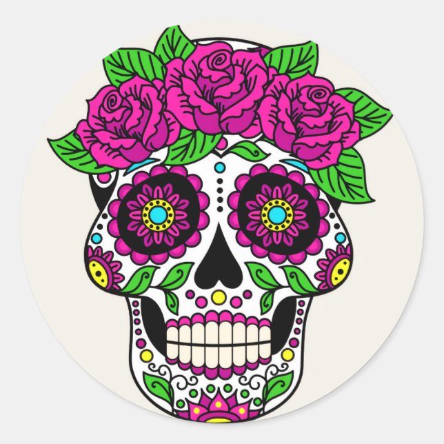 Adesivo Vinheta redonda clássica Halloween Skull (Frente)