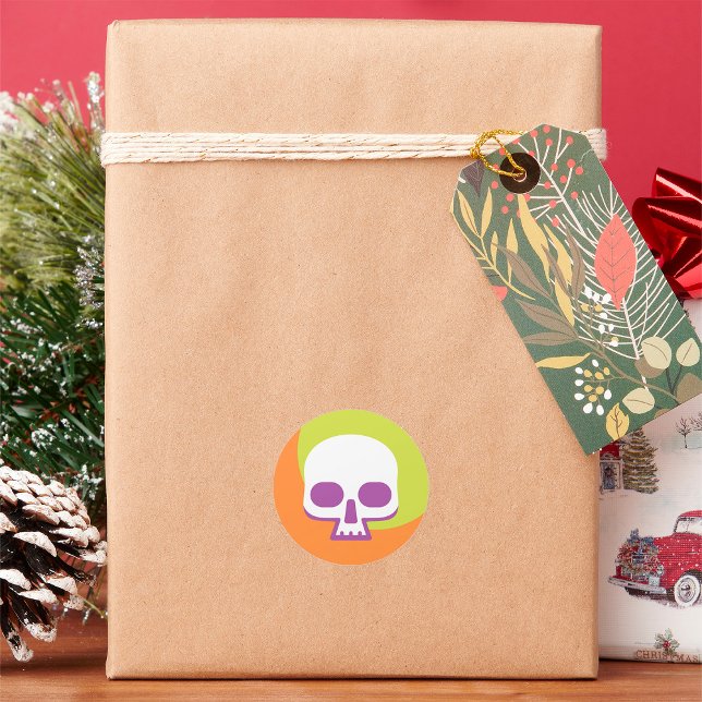 Adesivo Vinheta redonda clássica laranja-laranja branco Íc (Criador carregado)