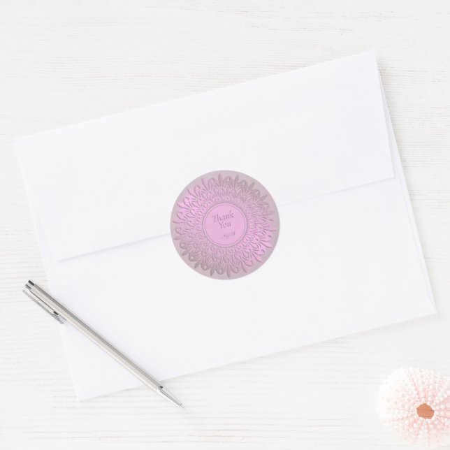Adesivo Vinheta redonda clássica Mandala com gradiente étn (Envelope)