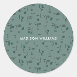 Adesivo vinheta redonda clássica monograma