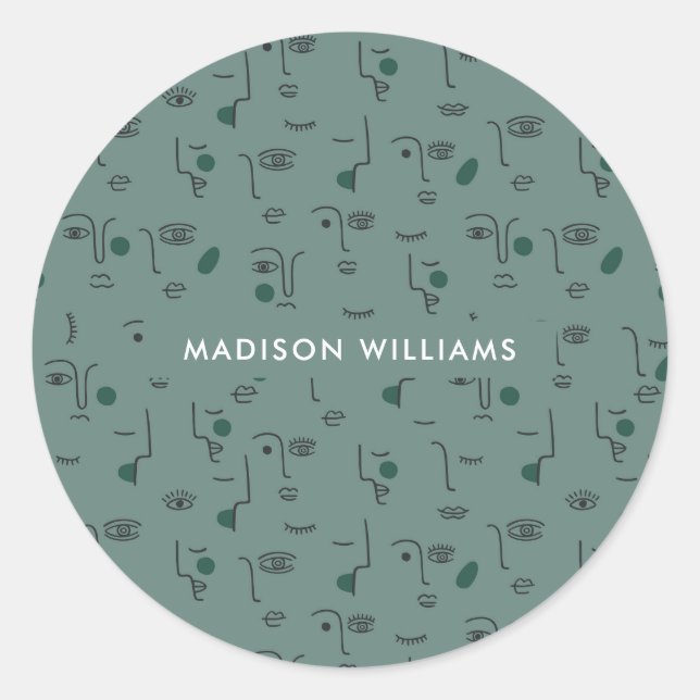 Adesivo vinheta redonda clássica monograma (Frente)