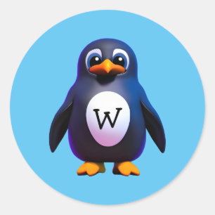 Adesivo Vinheta redonda clássica Monograma Penguin