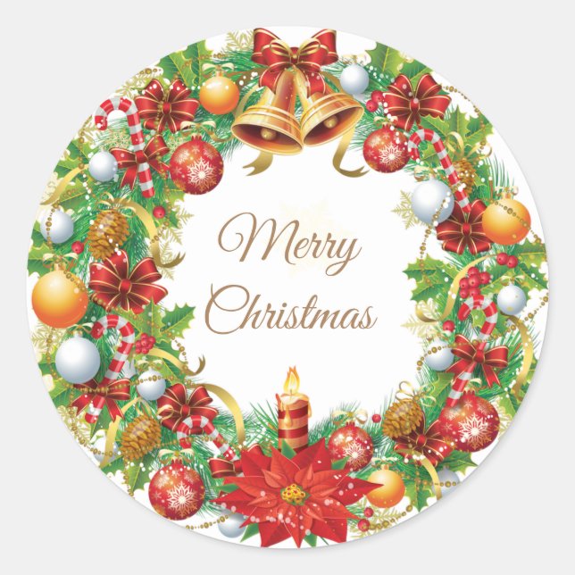 Adesivo Vinheta redonda clássica Natal (Frente)