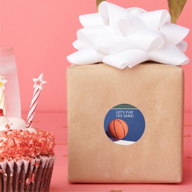 Adesivo Vinheta redonda clássica para esporte de basquete (Festa)