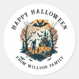 Adesivo Vinheta redonda clássica Spooky Halloween