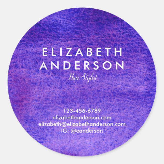 Adesivo Vinheta redonda clássica violeta de aquarela (Frente)