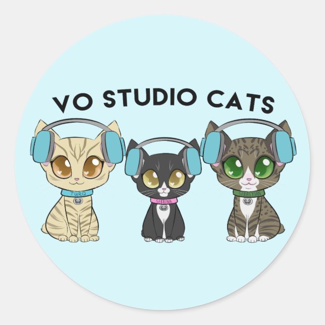 Adesivo Vinheta redonda clássico de gatos Studio VO (Frente)