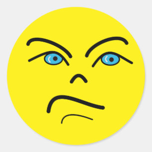 Adesivo Vinheta redonda com face irritada