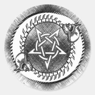 Adesivo Vinheta redonda com sigil para o Baphomet